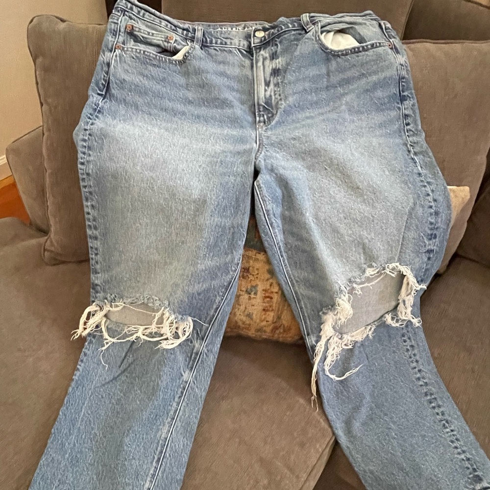 American Eagle Distressed super High-Rise Women's ankle straight Jeans 18 - Picture 3 of 9